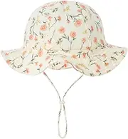 [YAMEIZE] Kid Bucket Hat with Strap - for Boys Girls Toddler Summer UV400 Protection Bucket Hat Strap Sun Hat Beach Outdoor