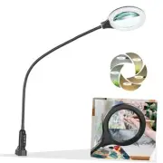 10X Magnifying Glass with Light and Clamp, 26" Gooseneck LED Desk Lamp, 5