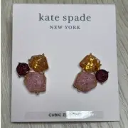 Kate Spade Cubic Zirconia Gold Tone Trio Multi Stone Cluster Stud Earrings