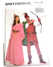 Butterick 5749 Robin Hood Costume Pattern Adult XS-M Maid Marion Vintage NEW