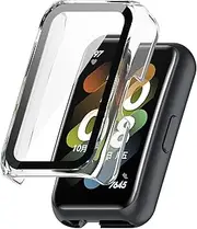 Screen Protector Case intended for Huawei Band 7/Band 6 Honor Band 6 Smartwatch Accessories TenCloud Covers Scratched Resistant Full Protective Cover intended for Huawei Band 7/Band 6 (Clear)