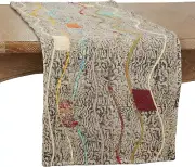 Block Print Embroidered Table Runner