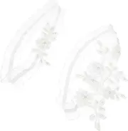 [Ipetboom] Bridal Lace Pearl Belt Elastic Leg Ring Set for Prom Nights Special Events White