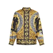 [Versace] Versace Tiger Leopard Baroque-print Shirt 52 IT YELLOW