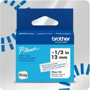 Brother Genuine Blue Print On Clear Label Tape For P-touch Label Makers 12Mm