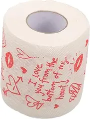 Ipetboom 1 Roll Printed Tissue Toothbrush Funny Bathroom Scrubber Bowl Valentines Napkin Bathroom Bin Wipes Bowl Brush Cleaning Red Paper