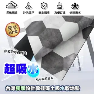 【QIDINA】40X60 SGS認證無石綿 加厚款台灣獨家設計硅藻土吸水軟地墊(硅藻土地墊 吸水地墊 浴室地墊)