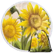 Sunflowers Art Beautiful Yellow Flowers Round Beach Towel