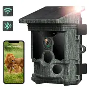 WiFi Bluetooth Solar Trail Camera 4K 46MP Wildlife Hunting Cam PIR Night Vision