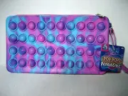 Pop Pops Purple Blue Pencil Case Bag Zipper Pouch Kids Fidget Toy 8in x 4.5in