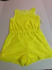 New girl's sleeveless yellow romper with lace overlay- Bobbie Brooks size7/8