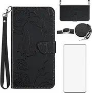[Asuwish] Mobile Phone Case for Samsung Galaxy S23 Ultra 5G Case with Strap, Screen Protector, Card Slot, Foldable Leather Wallet Stand S23Ultra 23S S 23 23Ultra Cases Mandala Protective Phone Case