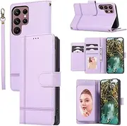 [YocoverTech] for Samsung S21 Ultra Case,for Galaxy S21 Ultra 5G Wallet Case[5 Card Slots+a Pocket+Mirror] PU Leather Folio Flip Magnetic Cover-Purple
