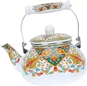 VINTORKY 1pc Enamel Teapot Stylish Household Kettle for Induction Electric and Gas Stoves Comfortable Material for Boiling Water and Serving Tea