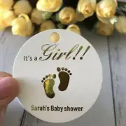 50x Real Gold Foil Baby Girl Baby Boy Baby Shower Gift Tags Baby Feet Favor Tags