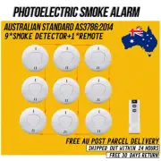 9Pack 10-Year Battery Wireless Interconnected Photoelectric Smoke Alarm + Remote