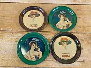 1974 Coca-Cola Coke Girl Tin Coasters Collectibles (LOT OF 4) Vintage NOS