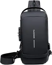 [Generic] New Carbon Fiber Streamline Anti-theft Sling Bag, USB Charging Sport Sling, Waterproof Shoulder Backpack, 19.99