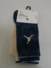 NWT YOUTH KIDS BOYS NIKE AIR JORDAN LIGHTWEIGHT 2 PACK CREW SOCKS SZ 5Y-7Y