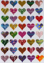 Heart Shaped Assorted Patterns Valentines Day Stickers Craft Projects 200 Pack