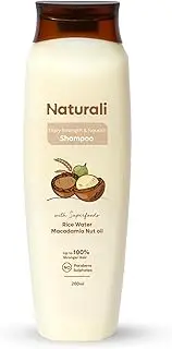 Naturali Daily Strength & Nourish Shampoo with Rice Water & Macadamia Nut Oil | Makes Hair Stronger | Paraben and Sulphate Free Shampoo | Dry Frizzy Hair Shampoo | 200 ml