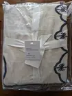 POTTERY BARN Medina Embroidered Cotton Table Throw-Blue-NWT
