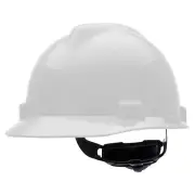 MSA WHITE V Gard ANSI OSHA Construction Safety HARD HAT 4 PT Ratchet Suspension
