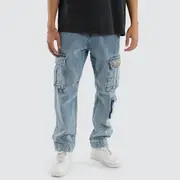 [Nena and Pasadena] Colby Denim Cargo Pant Herring Blue 38