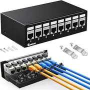 Enmane 8Port Patch Panel CAT7 Keystone Patch Panel Shielded Network Patch Patch with Smart Cable Management for Home/Office Network (1U 8Port, CAT7)