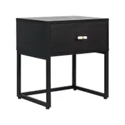 Farah bedside table with faux marble look - Black
