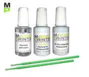 Touch-up Paint Set Suitable for Dacia, 389 Arctic White + Clear Coat + Primer