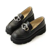 在飛比找momo購物網優惠-【amai】時尚釦環輕量厚底樂福鞋 懶人鞋 休閒鞋 紳士鞋 