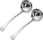 7.48 Inch Stainless Steel Ladle - 1 oz. Soup Spoons, Small Ladle for Sauce, Kitchen, Table, Gravy, Salad Dressing, Water Scoop, Set of 2 (Silver)