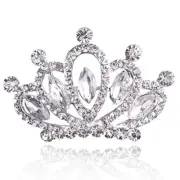 Mini Princess Crown Comb Crystal Tiara Hair Comb Rhinestone Hair Silver