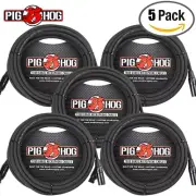 5-PACK Pig Hog 15' Foot Ft Microphone Cable XLR Lifetime 8mm Tour Grade PHM15