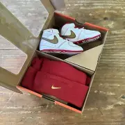 NIKE Air Force 1 Gift Pack (CB) Baby Size 2c 309587 171 Sneakers Beanie Gold/Red