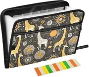 Office Folders 13 Pockets A4 Letter Size with Zipper Closure for Paperwork Deer Boho Style Orange para guardar documentos
