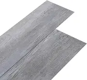 vidaXL PVC Flooring Planks Hardware Building Material Carpet Kitchen Flooring Laminate Floor Tile 5.02 m² 2 mm Self-Adhesive Matt Wood Grey