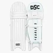 DSC Xlite 55 Cricket Batting LEGGUARD | Color: White | Size: Mens LH | Material: Premium PU | Lightweight Series | Shock Absorption | PU Reinforced Instep | Tri-Section Shin Bolsters Wrap