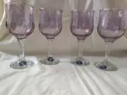 Cristalleria Fumo Italy Lavender/Purple Goblet Wine Glass Set of 4 NEW