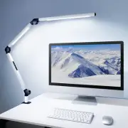 LED Desk Lamp with Clamp, Dual Light Desk Lamp with Swing Arm, Dimmable 4 Col...