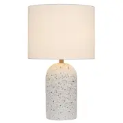 Fevik Industrial Table Desk Lamp Light Fabric Metal Terrazzo Ivory White