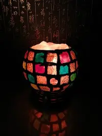 在飛比找Yahoo!奇摩拍賣優惠-晶麗鹽燈-馬賽克玻璃創意造型鹽燈 (格子趣) 聚寶盆 夜燈 