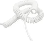Coiled Extension Cord, 0.15mm Square Spiral Telescopic Wire 8 Core 26AWG White Spring Cable Stretch 1 Meter to 15 Meters Spring Cable(Stretch 10 Meter)