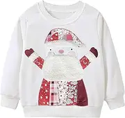 [TBBCWWQY] Kids Girls Christmas Sweatshirt Toddler Xmas Santa Claus Shirts Pullover Long Sleeve Outfits Cotton Tees 1-7T