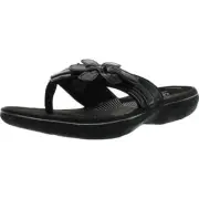 Cloudsteppers by Clarks Womens BrinKley Flora H Black Thong Sandals BHFO 9409