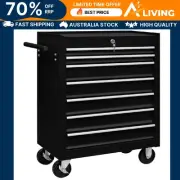 Workshop Tool Trolley with 7 Drawers Black Storage Organizer Garage Utilit 47174