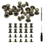 30 Pcs Round Head Button Studs 6mm Leather Punch Screwdriver, Bronze