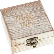 Ella Celebration Wood Ring Bearer Box Wedding Engagement Ring Holder Box Decorative Jewelry Box Favor Gift Antique White