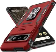 ELEPIK Google Pixel 8 Pro Case with Camera Cover, Ring Kickstand [2 Stand Way, Horizontal or Vertical], [Military Grade Heavy Duty Protective] Phone Case for Google Pixel 8 Pro (Red)